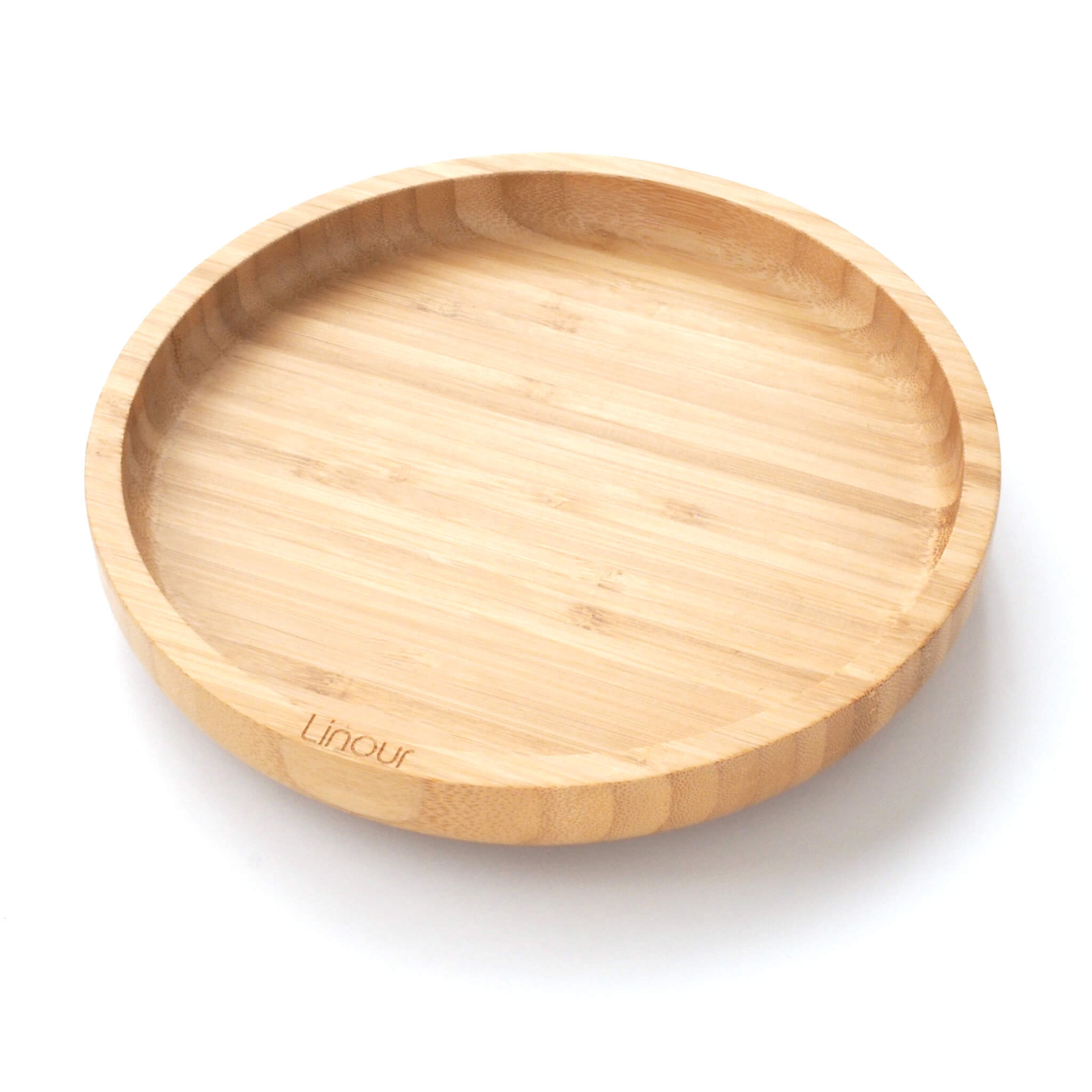 吸盤付き竹製プレート Round(丸型) 斜め