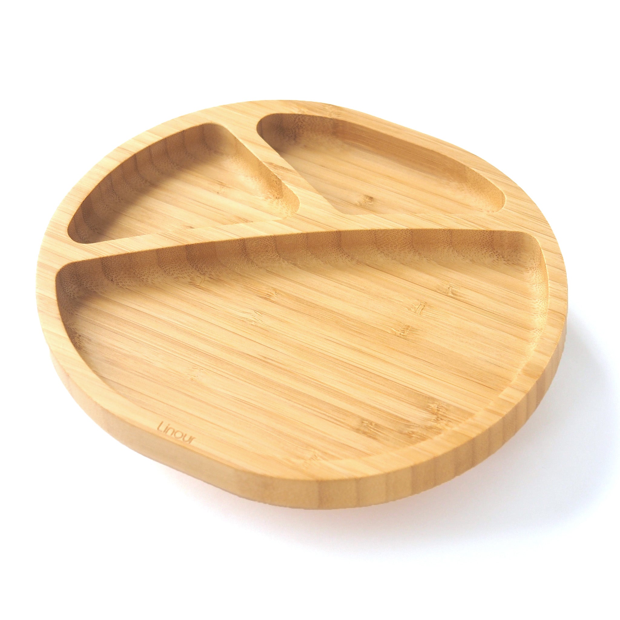 吸盤付き竹製プレート Oval 斜め