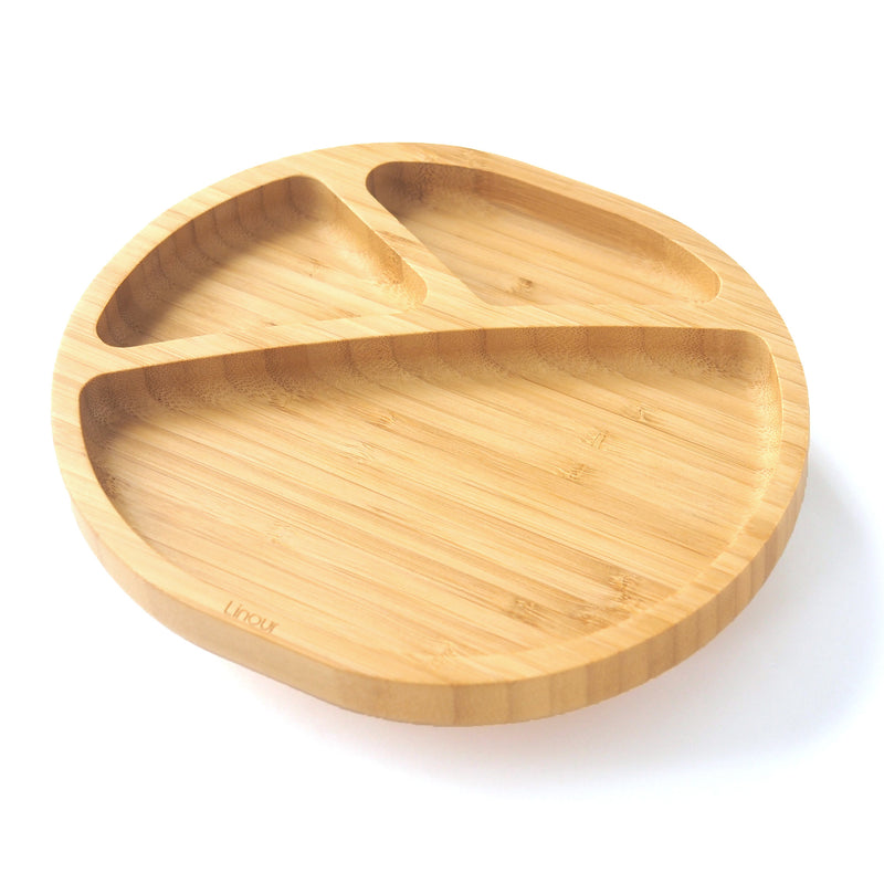 吸盤付き竹製プレート Oval 斜め